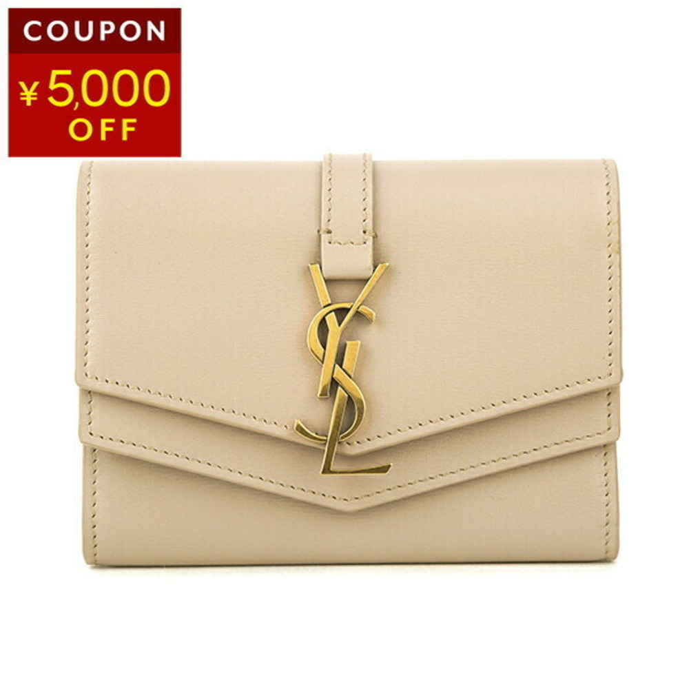 Super Saint Laurent Sulpice Card Wallet Beige